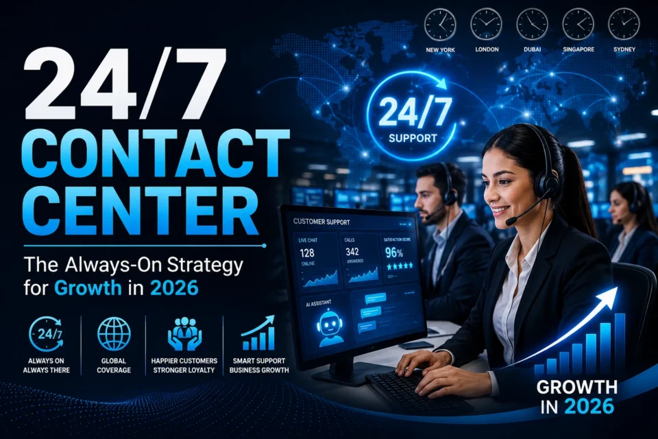 24/7 contact center team providing global customer support with AI technology and business growth analytics in 2026.