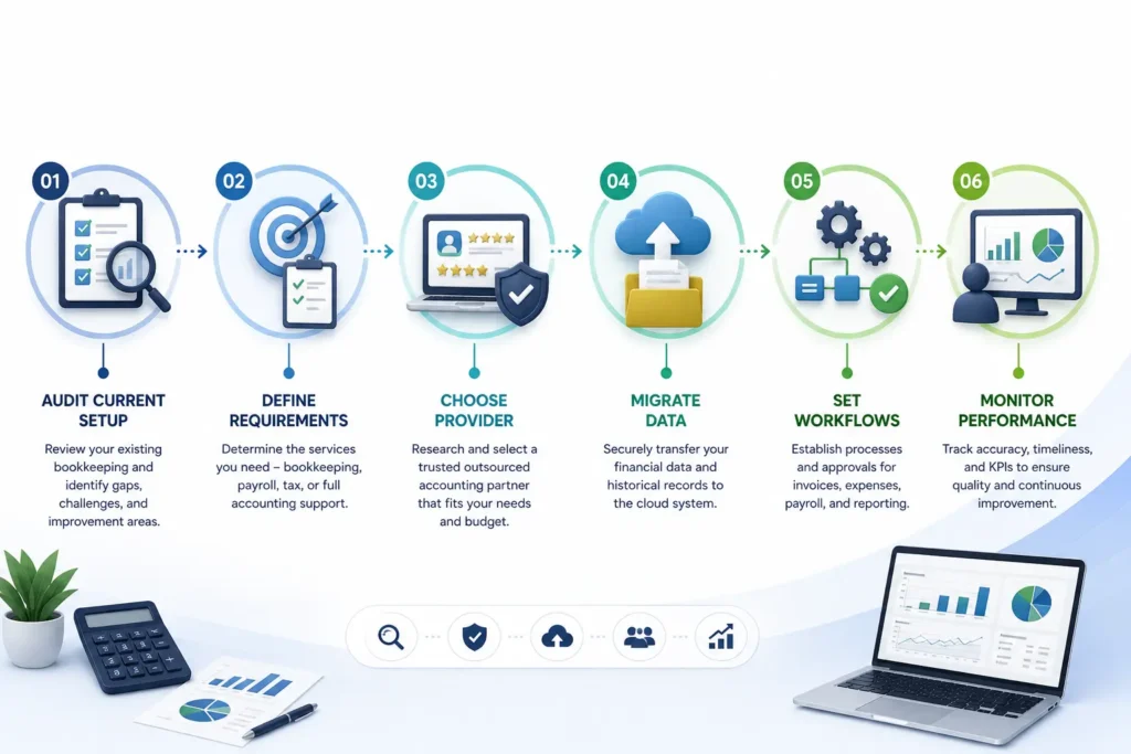 Step by step process of outsourced accounting services setup and migration