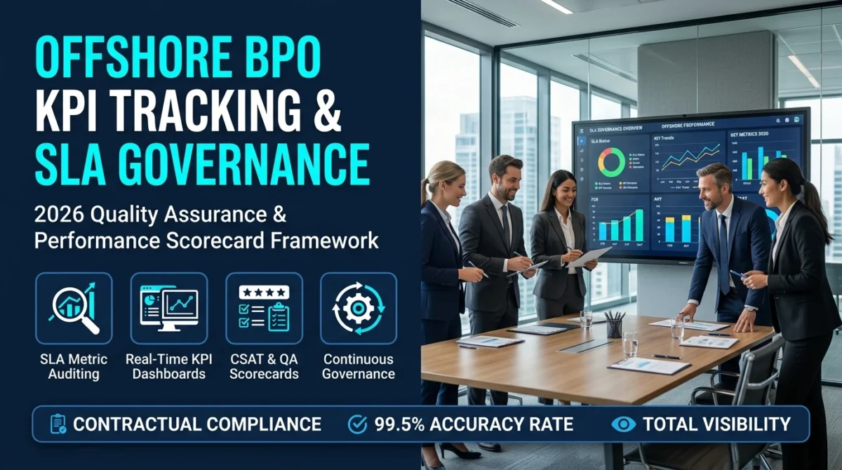 Offshore BPO KPI tracking, real-time SLA governance dashboards, and quality assurance performance scorecards for global enterprise operations