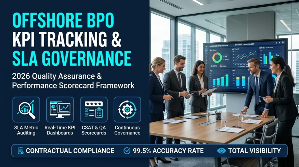 Offshore BPO KPI tracking, real-time SLA governance dashboards, and quality assurance performance scorecards for global enterprise operations